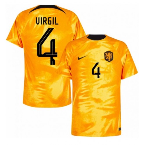 Maillot de foot Pays-Bas Virgil van Dijk #4 Domicile Monde 2022 Manches Courte